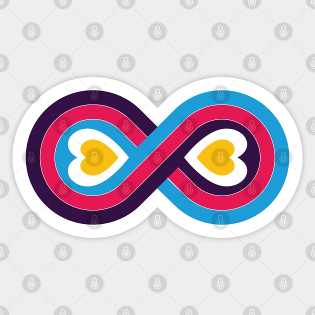 Polyamory Infinity Love Symbol - Double Heart  - (New Pride Colors!) Sticker by LaLunaWinters